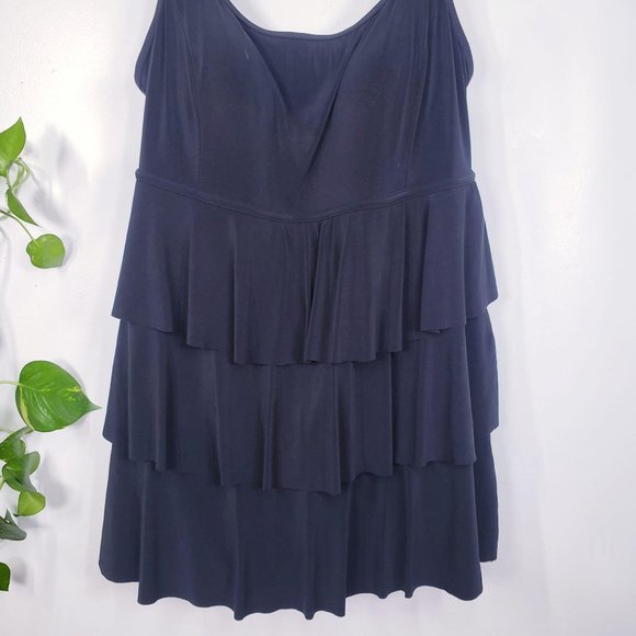 LONGITUDE Black Layered One Piece Swimdress 16 XL - Picture 8 of 11